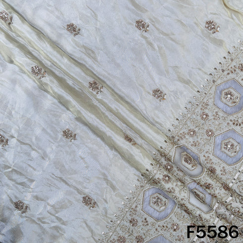 Dyeable Cut Dana Zari Sequins Embroidered Shimmer Tissue Fabric - F5586