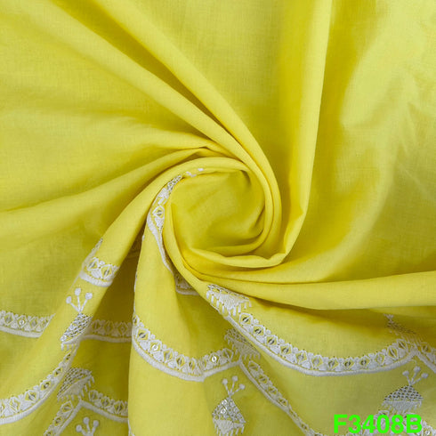 Thread Sequins Embroidered Cotton Fabric-F3408