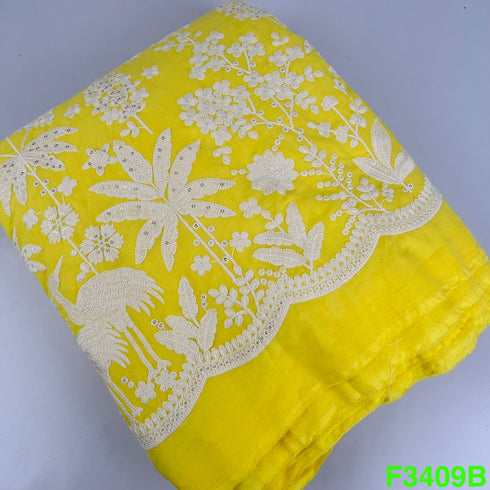Thread Sequins Embroidered Cotton Fabric-F3409
