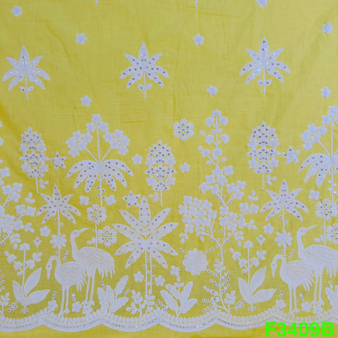 Thread Sequins Embroidered Cotton Fabric-F3409