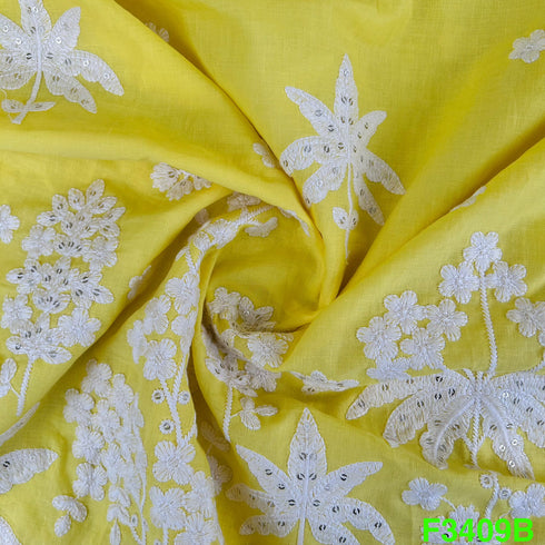 Thread Sequins Embroidered Cotton Fabric-F3409