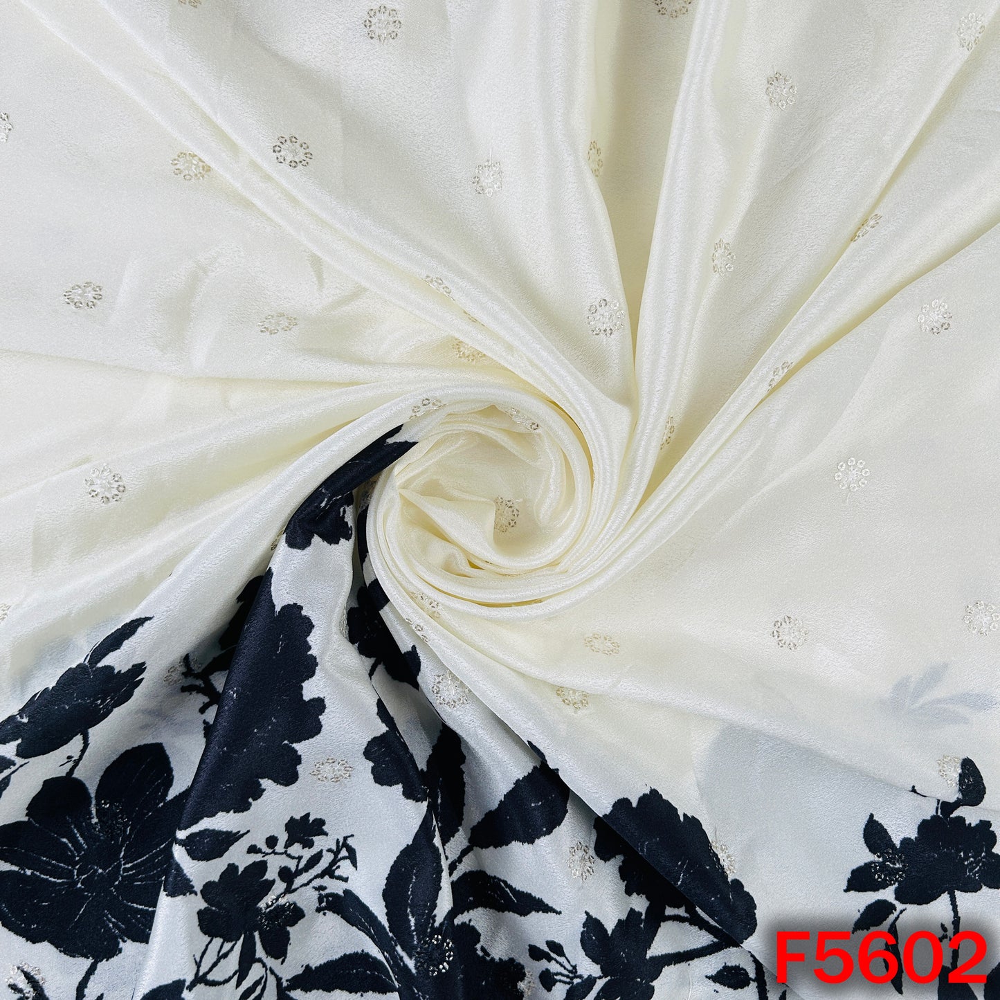 Digital Print Thread Sequins Work Crepe Fabric - F5602