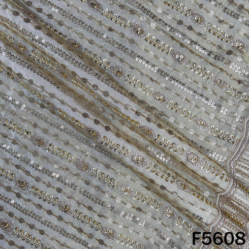 Dyeable Cut Dana Thread Sequins Embroidered Shimmer Tissue Fabric - F5608