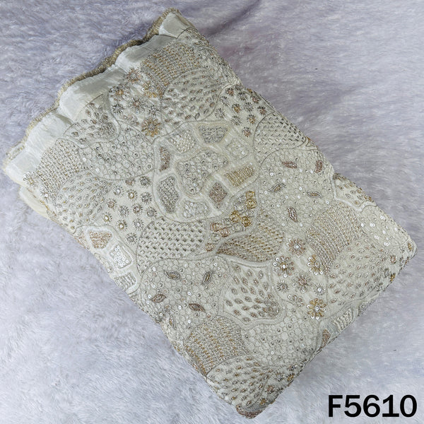 Dyeable Cut Dana Zari Sequins Embroidered Shimmer Tissue Fabric - F5610