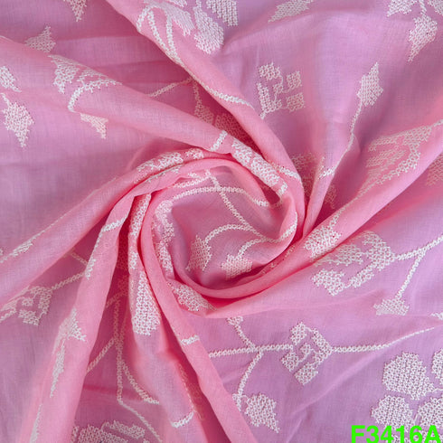 Thread Embroidered Cotton Fabric-F3416