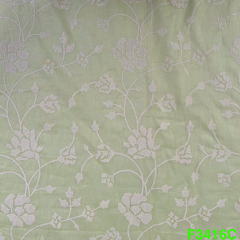 Thread Embroidered Cotton Fabric-F3416
