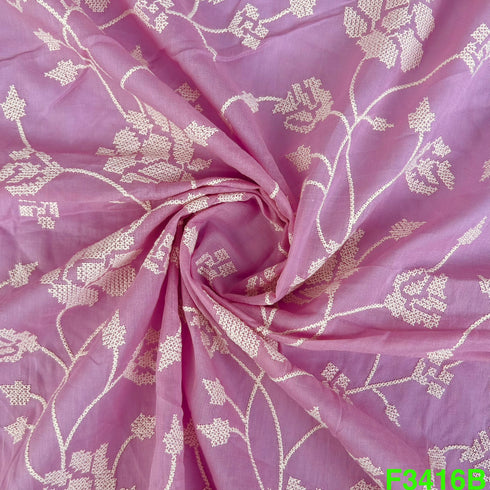 Thread Embroidered Cotton Fabric-F3416