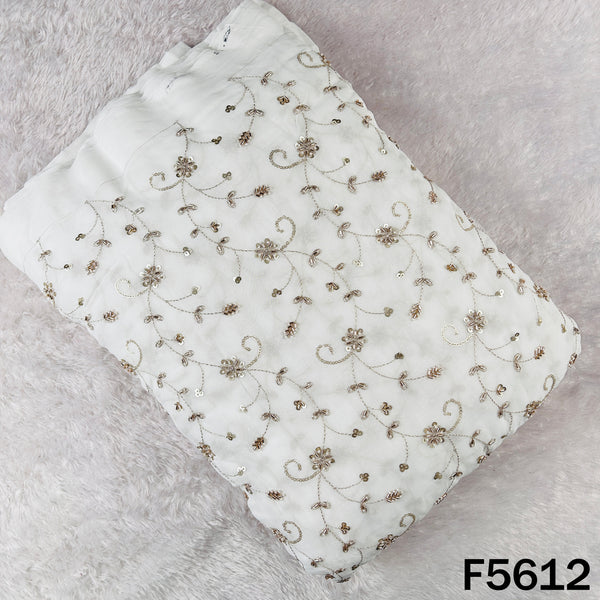 Dyeable Cut Dana Zari Sequins Embroidered Georgette Fabric - F5612