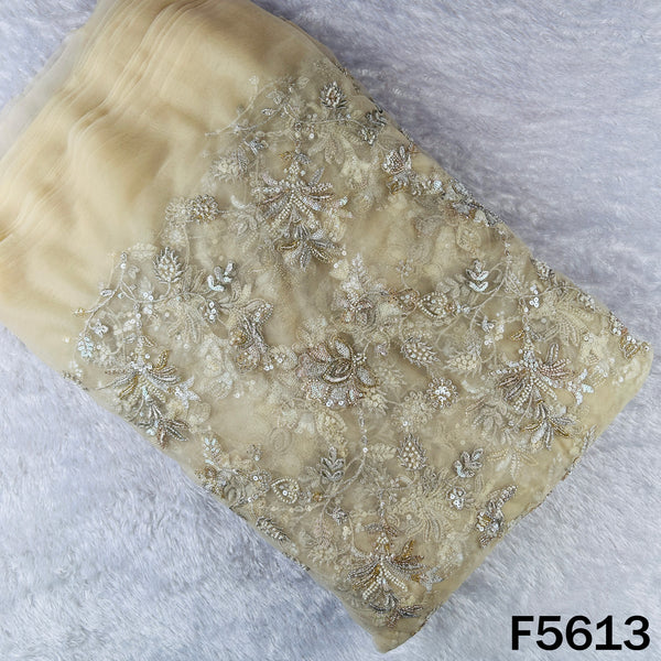 Cutdana Zari sequins Embroidered Net Fabric - F5613