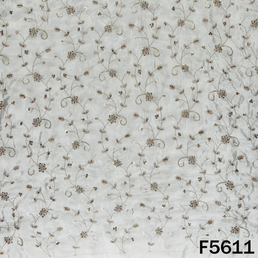 Dyeable Cut Dana Zari Sequins Embroidered Crepe Fabric - F5611