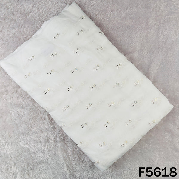 Dyeable Thread Sequins Work Georgette Fabric - F5618