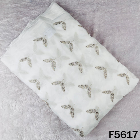 Dyeable Zari Sequins Work Georgette Fabric - F5617