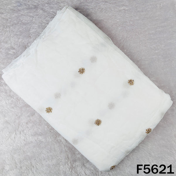 Dyeable Cut Dana Sequins Pearl Work Georgette Fabric - F5621