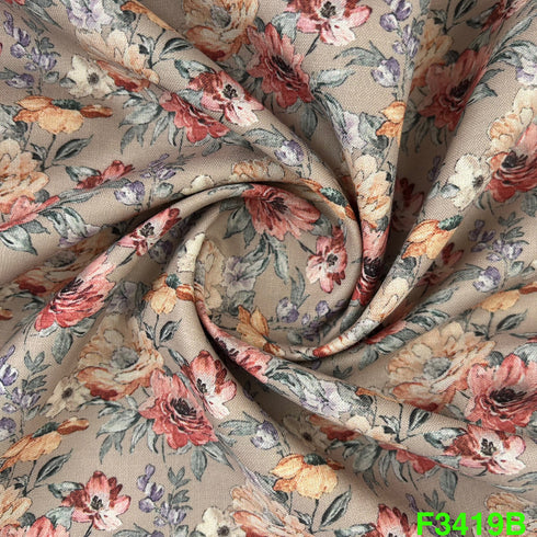 Printed Linen Cotton Fabric-F3419