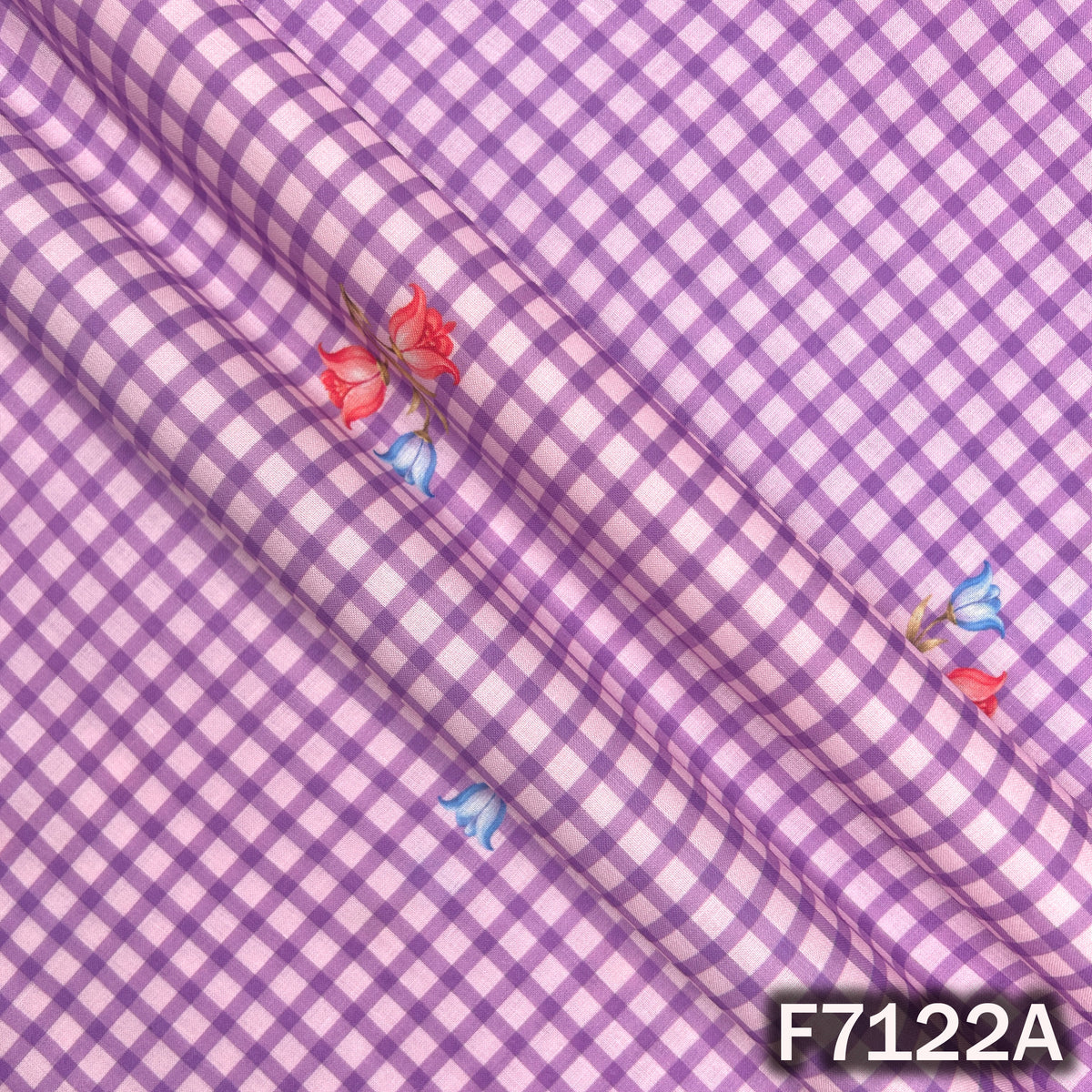 Check Print Cambric Cotton Fabric - F7122