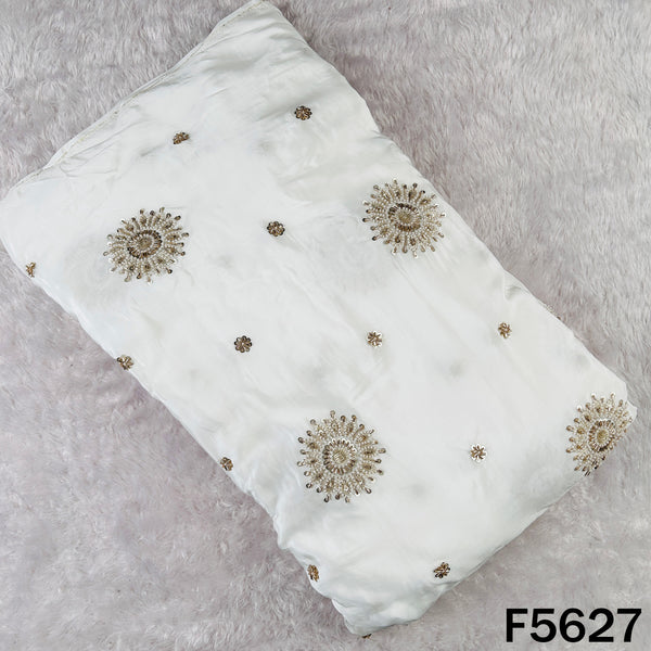 Dyeable Cut Dana Zari Sequins Work Crepe Fabric - F5627