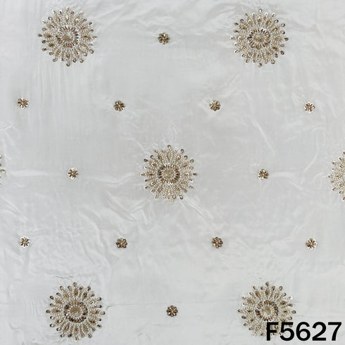 Dyeable Cut Dana Zari Sequins Work Crepe Fabric - F5627