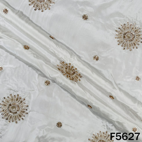 Dyeable Cut Dana Zari Sequins Work Crepe Fabric - F5627