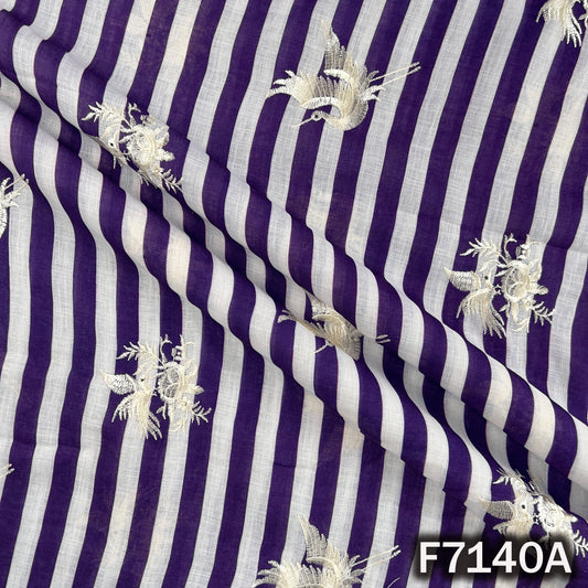 Stripes Thread Work blended cotton linen - F7140