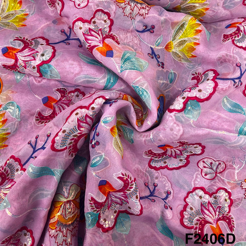 Thread Sequins Embroidered Organza Fabric-F2406