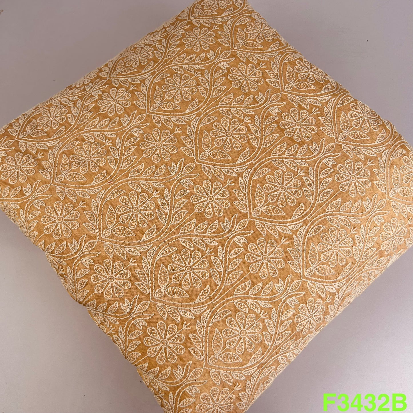 Thread Embroidered Shimmer Tissue Fabric-F3432