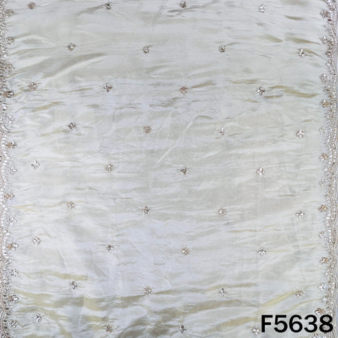 Dyeable Cut Dana Zari Sequins Work Shimmer Tissue Dupatta Fabric - F5638