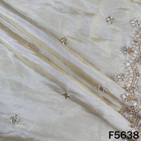 Dyeable Cut Dana Zari Sequins Work Shimmer Tissue Dupatta Fabric - F5638