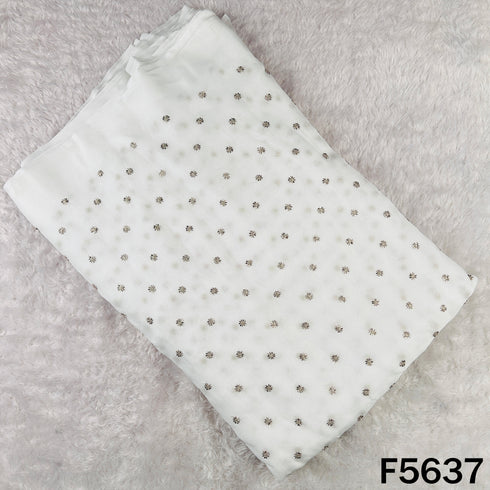 Dyeable Cut Dana Zari Work Organza Fabric - F5637