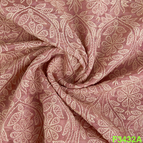 Thread Embroidered Shimmer Tissue Fabric-F3432