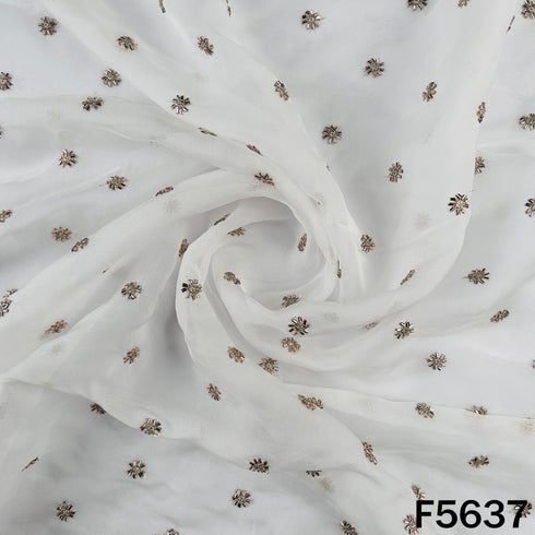 Dyeable Cut Dana Zari Work Organza Fabric - F5637