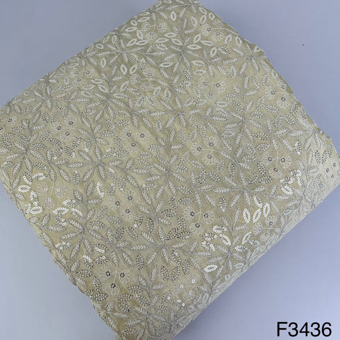 Thread Sequins Embroidered Shimmer Georgette Fabric-F3436