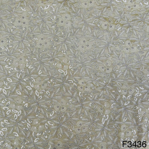 Thread Sequins Embroidered Shimmer Georgette Fabric-F3436