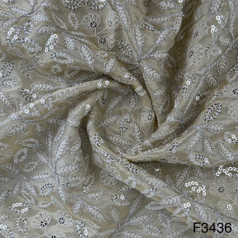 Thread Sequins Embroidered Shimmer Georgette Fabric-F3436