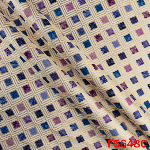 Zari Work Printed Tissue Fabric - F5648