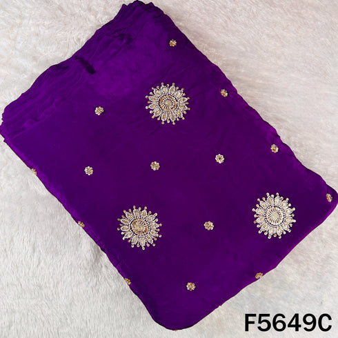 Cut Dana Zari Sequins Work Crepe Fabric - F5649