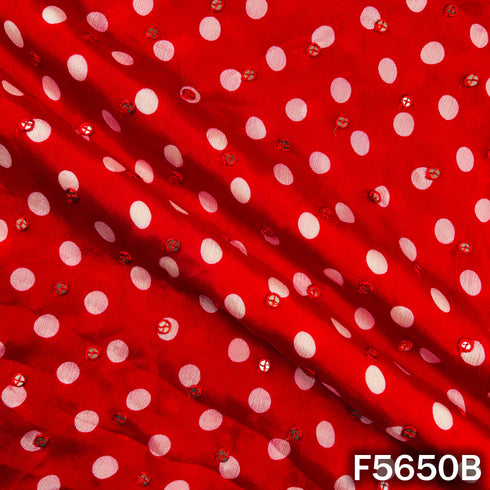 Digital Print Thread Sequins Work Chinnon Chiffon Fabric - F5650