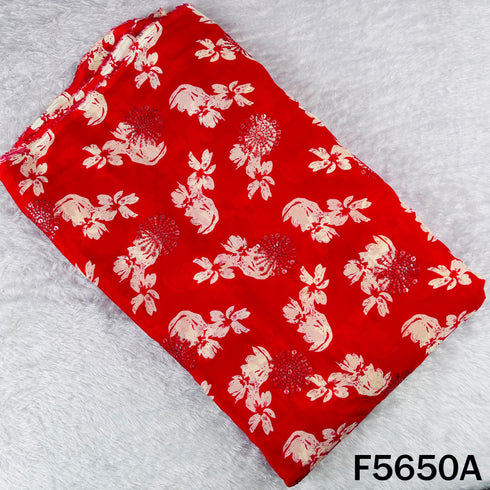 Digital Print Thread Sequins Work Chinnon Chiffon Fabric - F5650