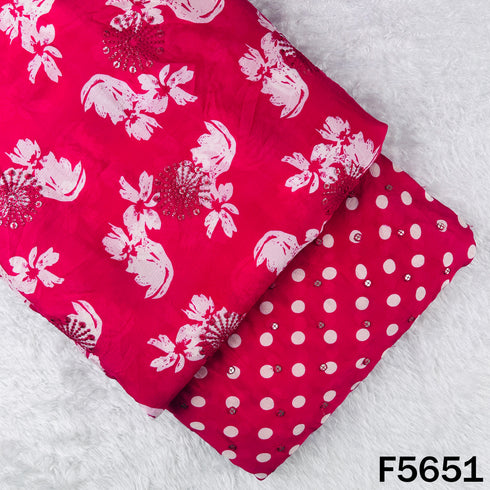 Digital Print Thread Sequins Work Chinnon Chiffon Fabric - F5651