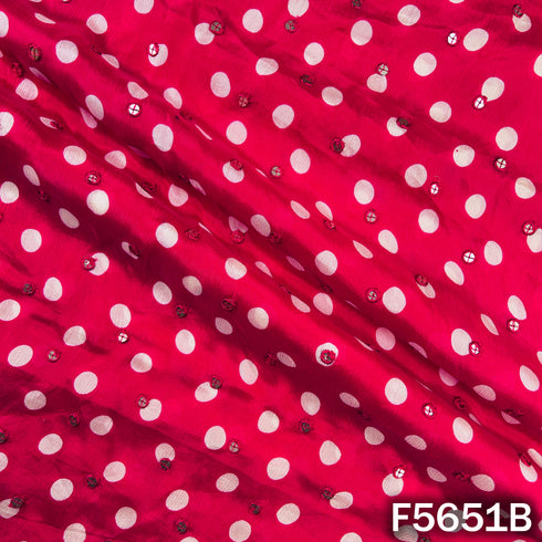 Digital Print Thread Sequins Work Chinnon Chiffon Fabric - F5651