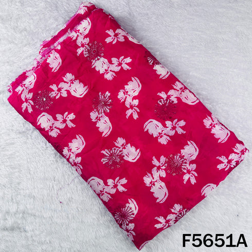 Digital Print Thread Sequins Work Chinnon Chiffon Fabric - F5651