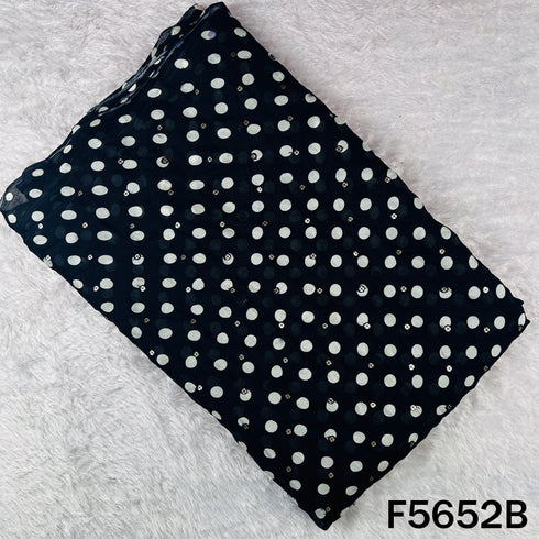 Digital Print Thread Sequins Work Chinnon Chiffon Fabric - F5652