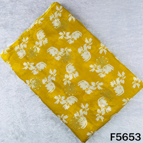 Digital Print Thread Sequins Work Chinnon Chiffon Fabric - F5653