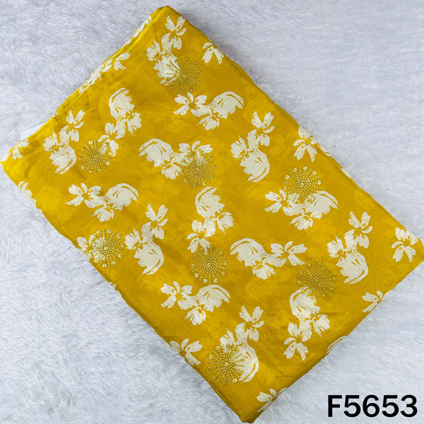 Digital Print Thread Sequins Work Chinnon Chiffon Fabric - F5653