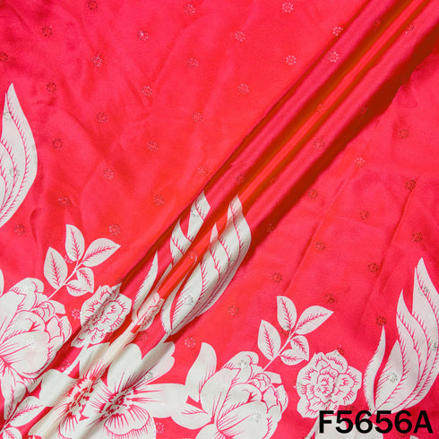 Digital Print Thread Sequins Work Crepe Fabric - F5656