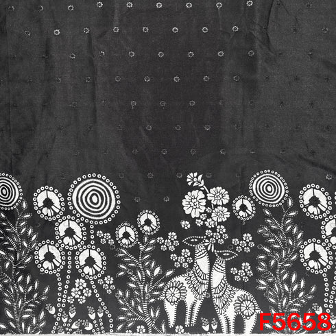 Digital Print Thread Sequins Work Crepe Fabric - F5658