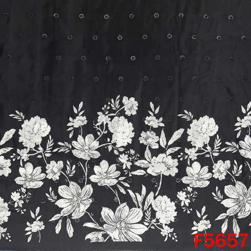 Digital Print Thread Sequins Work Crepe Fabric - F5657