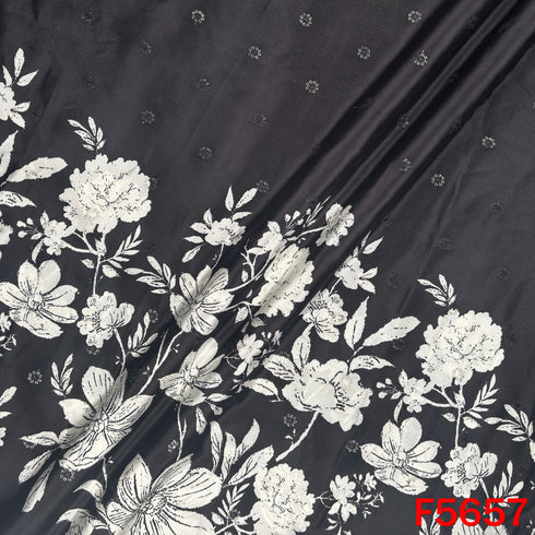 Digital Print Thread Sequins Work Crepe Fabric - F5657