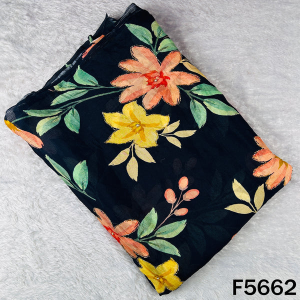 Digital Print Cut Dana Pearl Work Chinnon Chiffon Fabric - F5662