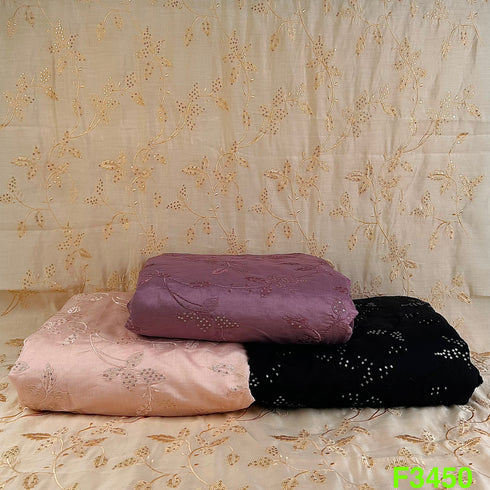 Thread Sequins Embroidered Modal Silk Fabric-F3450