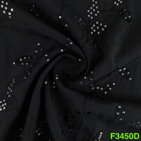 Thread Sequins Embroidered Modal Silk Fabric-F3450